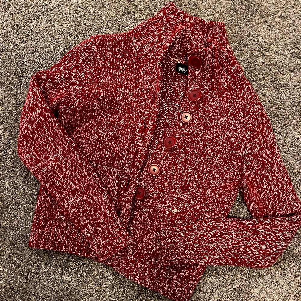 Massimo Red /Cream Button Sweater, SZ: SM,